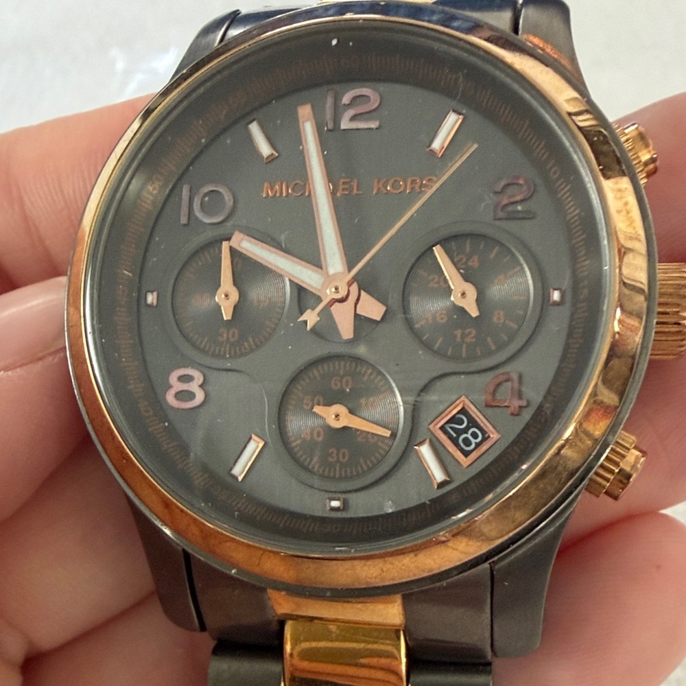 Michael Kors Black and Gold Watch with Chronograph - Picture 4 of 7
